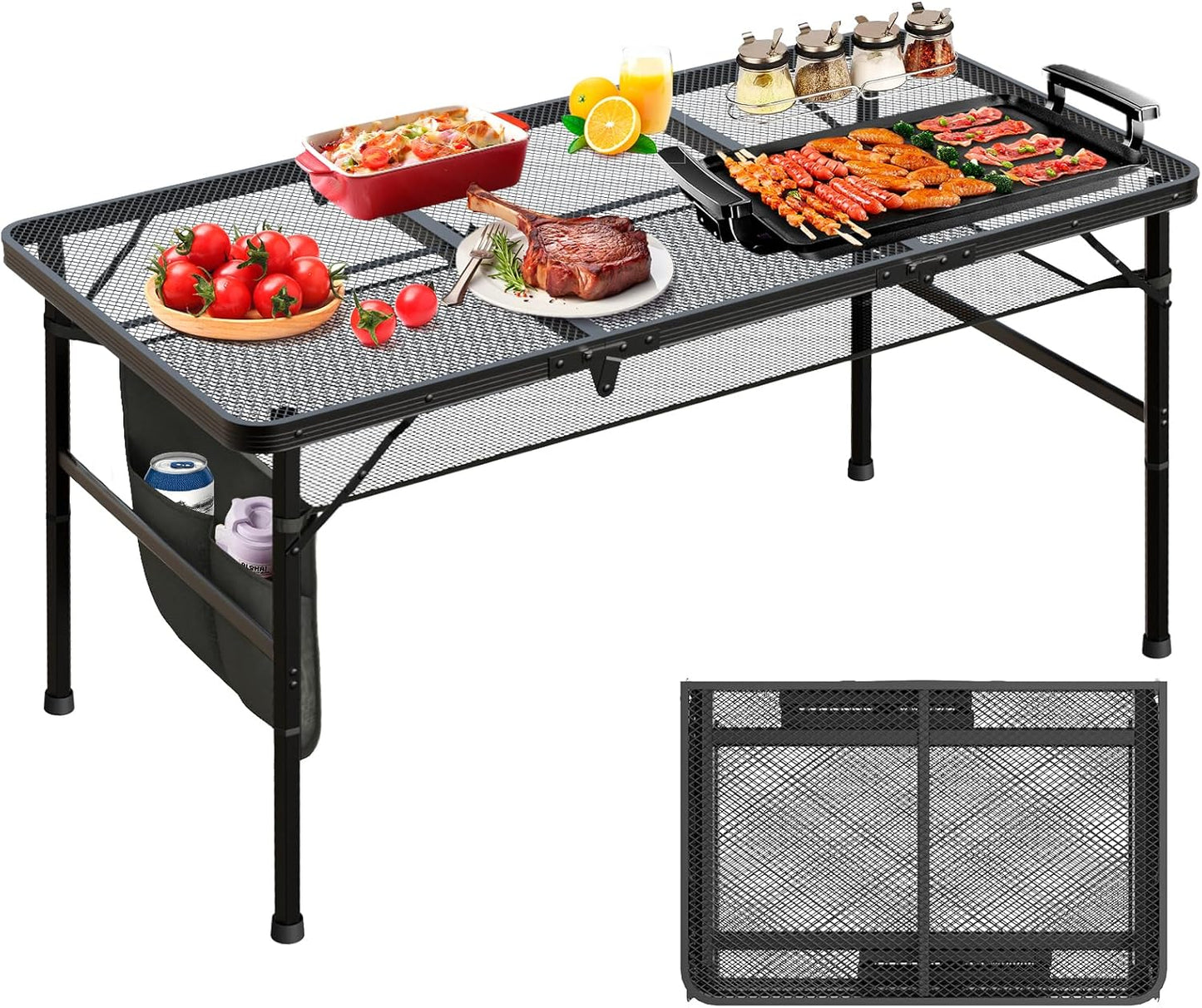 Portable Folding Grill Table - Adjustable & Lightweight