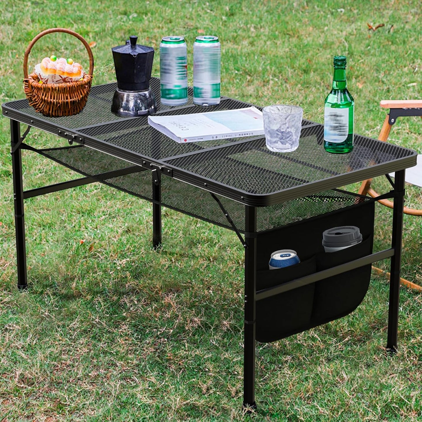 Portable Folding Grill Table - Adjustable & Lightweight