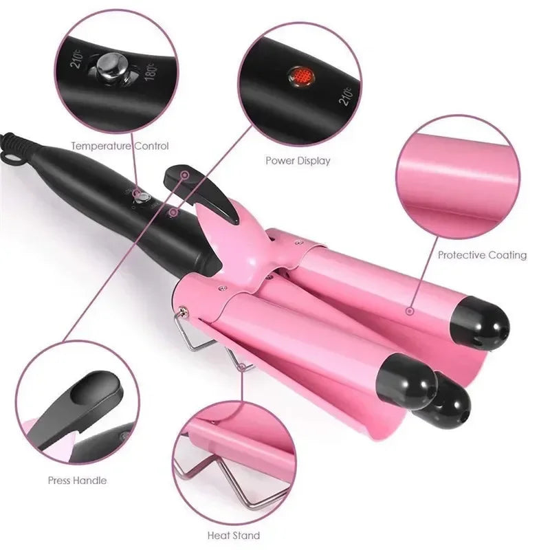 Professional Curler Ceramic Triple Barrel Hair Waver Styling Tool