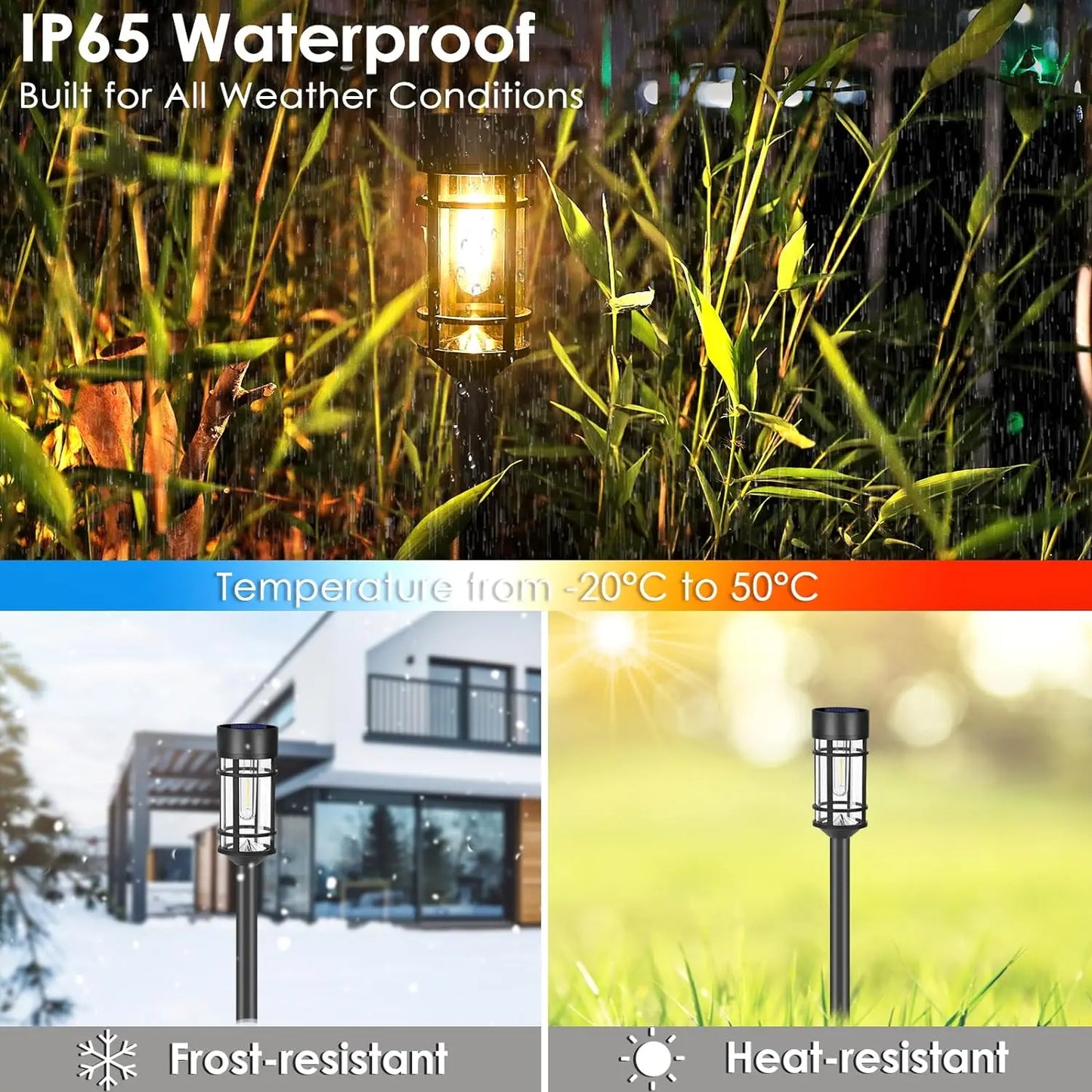 Solar Pathway Lights 2 Pieces Outdoor LED Garden Landscape Lights