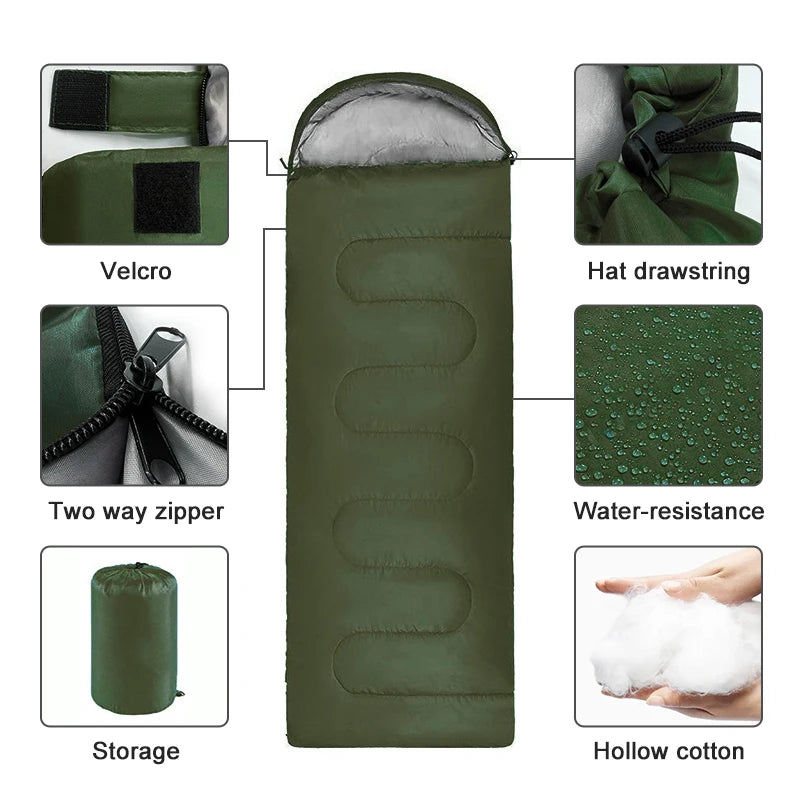 Camping Sleeping Bag 4 Season Lightweight Warm Cotton