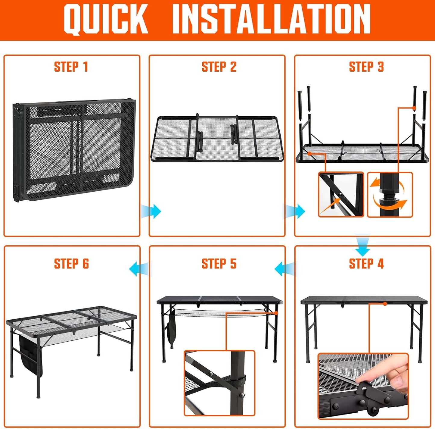Portable Folding Grill Table - Adjustable & Lightweight