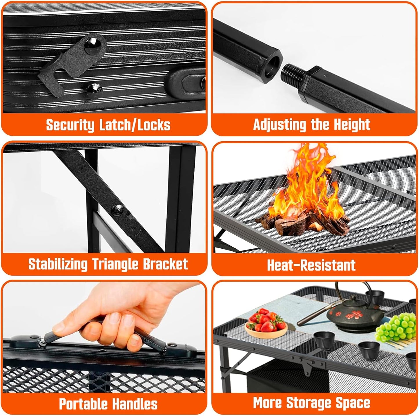 Portable Folding Grill Table - Adjustable & Lightweight