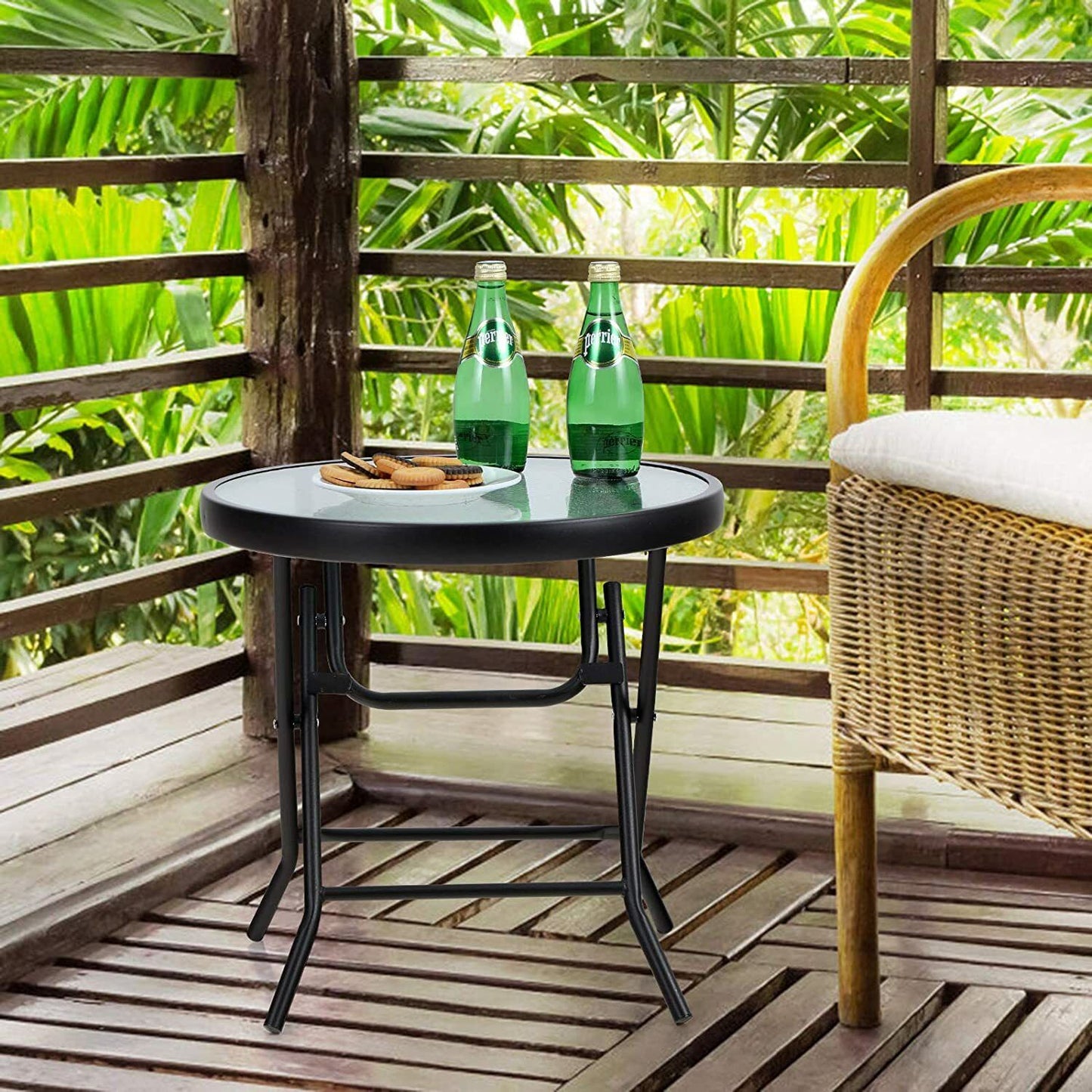 Round Coffee Table Living Room Side Table Outdoor Folding Tables - Dealjas