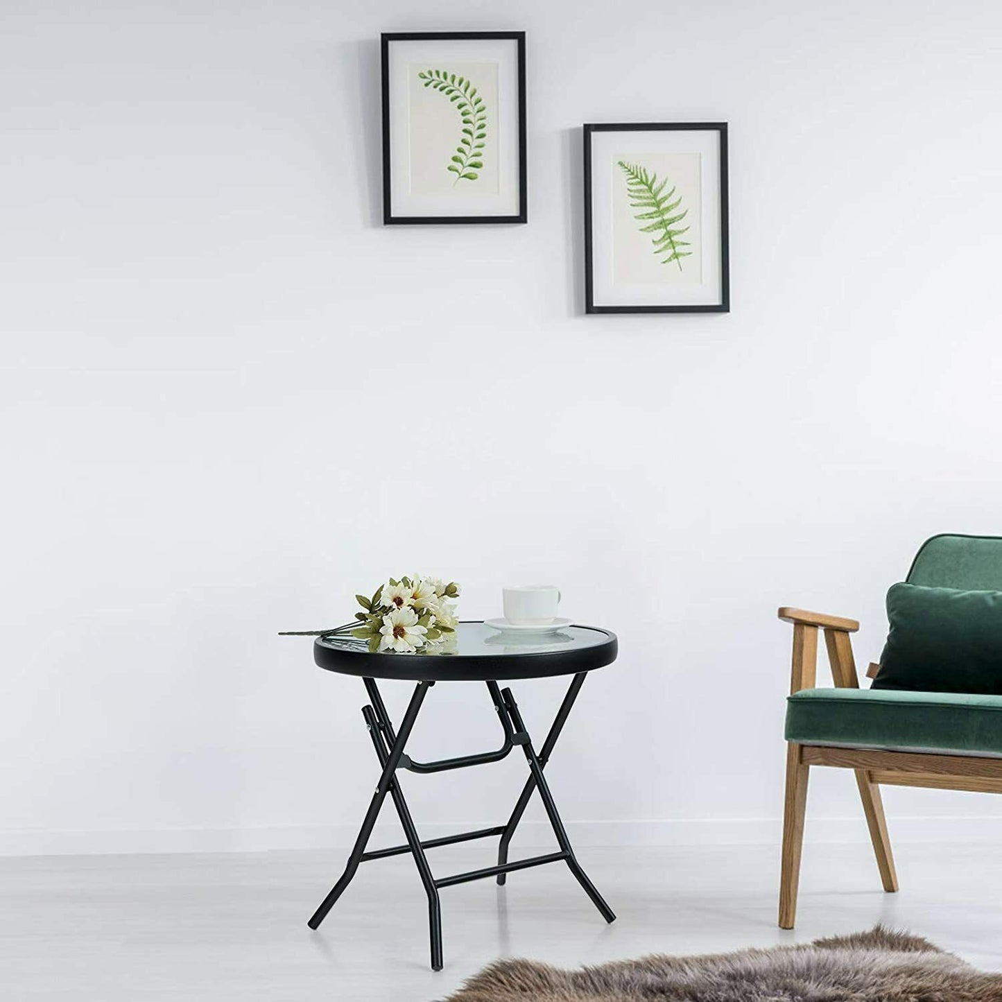 Round Coffee Table Living Room Side Table Outdoor Folding Tables - Dealjas