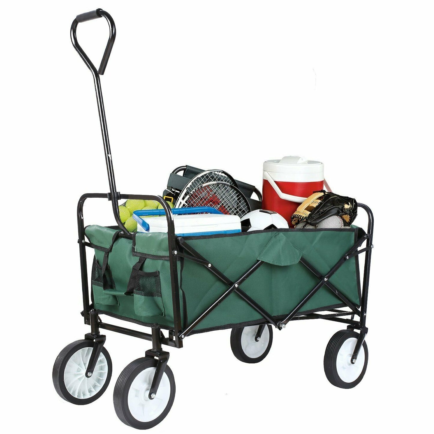 Collapsible Wagon Beach Camp Folding Cart Outdoor Utility Shopping Cart - Dealjas