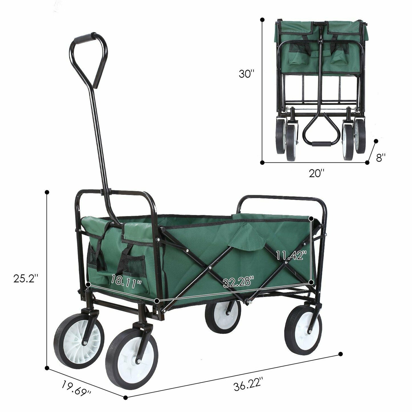 Collapsible Wagon Beach Camp Folding Cart Outdoor Utility Shopping Cart - Dealjas