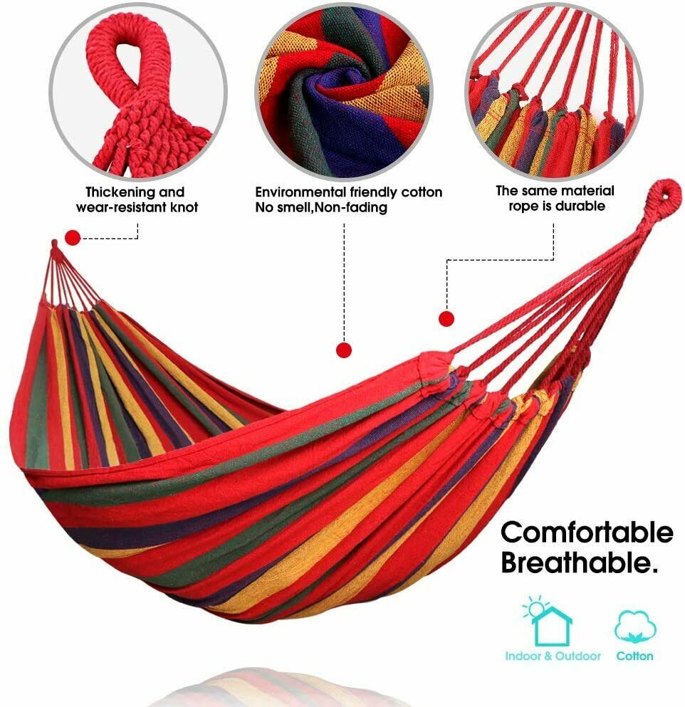 Camping Hammock Outdoor Double Hanging Chair Portable Two Person Swing - Dealjas