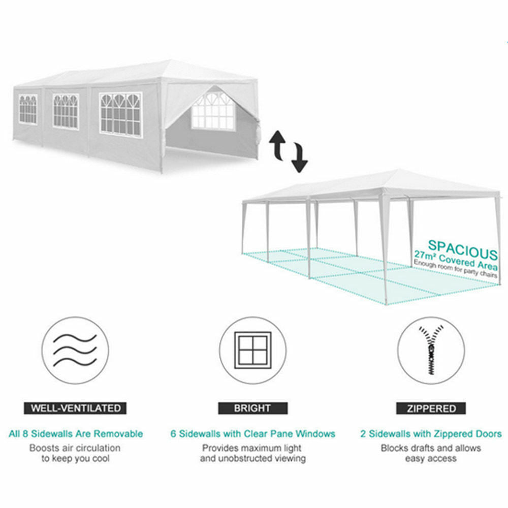 Gazebo Canopy Outdoor Grill Gazebos BBQ Shelter Wedding Tent White - Dealjas