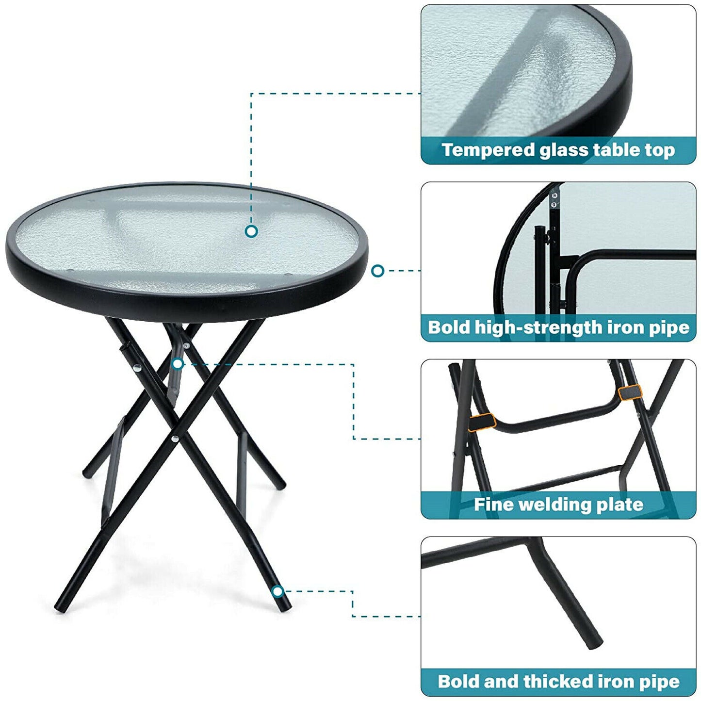 Round Coffee Table Living Room Side Table Outdoor Folding Tables - Dealjas