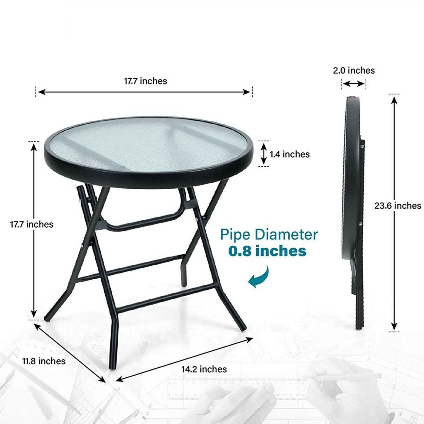 Round Coffee Table Living Room Side Table Outdoor Folding Tables - Dealjas
