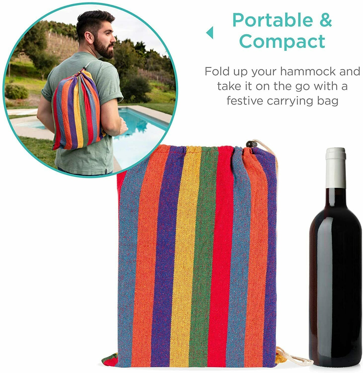 Camping Hammock Outdoor Double Hanging Chair Portable Two Person Swing - Dealjas