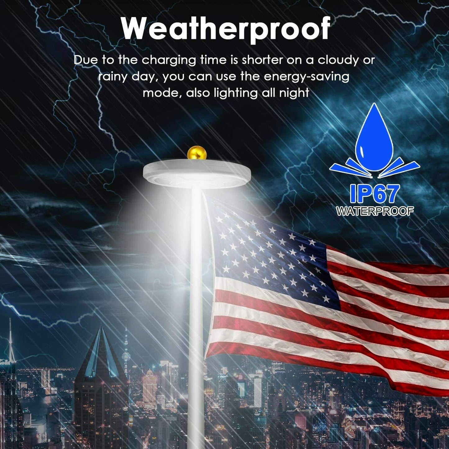 Solar Flag Pole Light Super Bright 42 LED Waterproof Night Lights - Dealjas