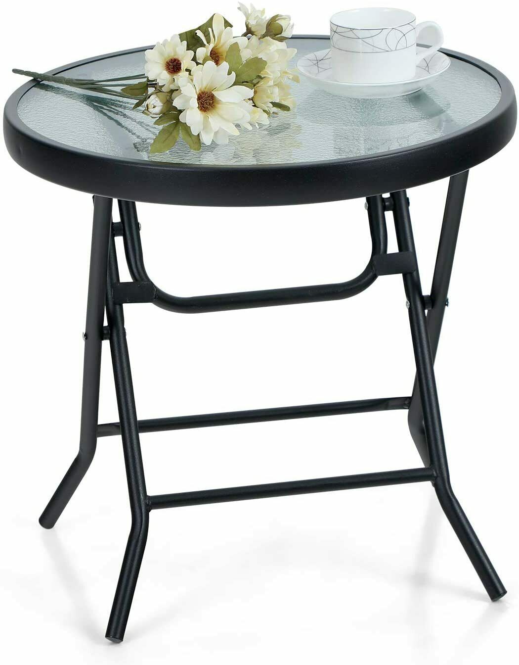 Round Coffee Table Living Room Side Table Outdoor Folding Tables - Dealjas