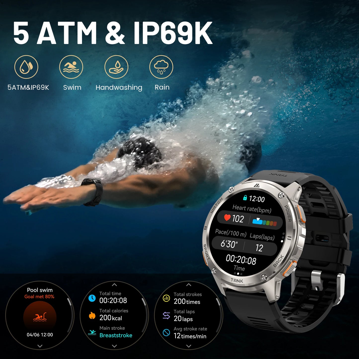 KOSPET Tank T Rugged Fitness Smartwatch