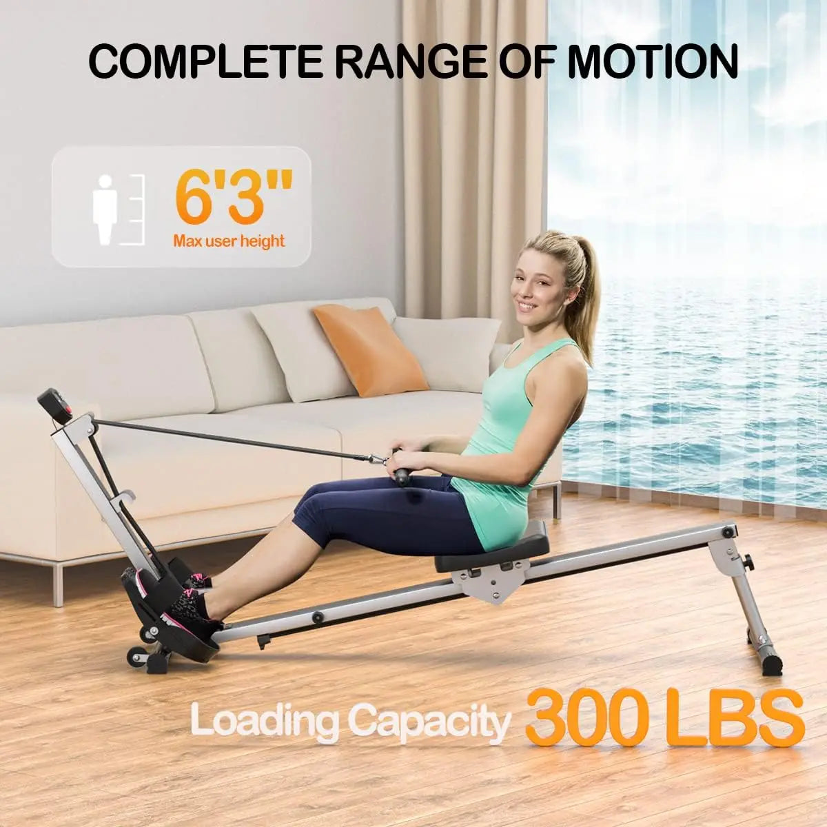 Foldable HyperQuiet Rowing Machine