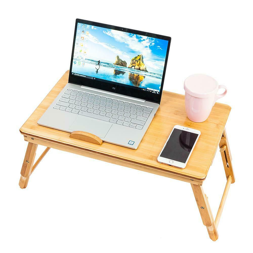 Lap Desk Portable Laptop Tray Adjustable Wooden Floor Bed Tilting Table Large - Dealjas