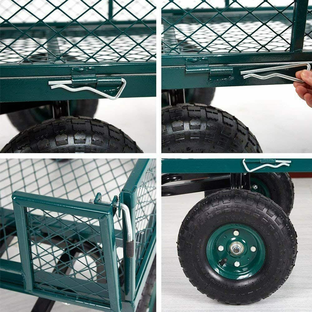 Garden Utility Cart Heavy Duty Outdoor Wagons Trailer Wheelbarrow - Dealjas