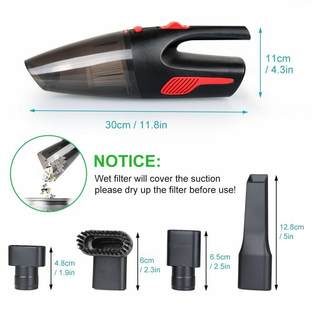 Cordless Car Vacuum Cleaner 12V 120W Auto Mini Portable Wet Dry Powerful Vac - Dealjas