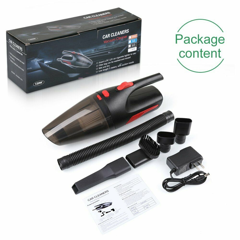 Cordless Car Vacuum Cleaner 12V 120W Auto Mini Portable Wet Dry Powerful Vac - Dealjas