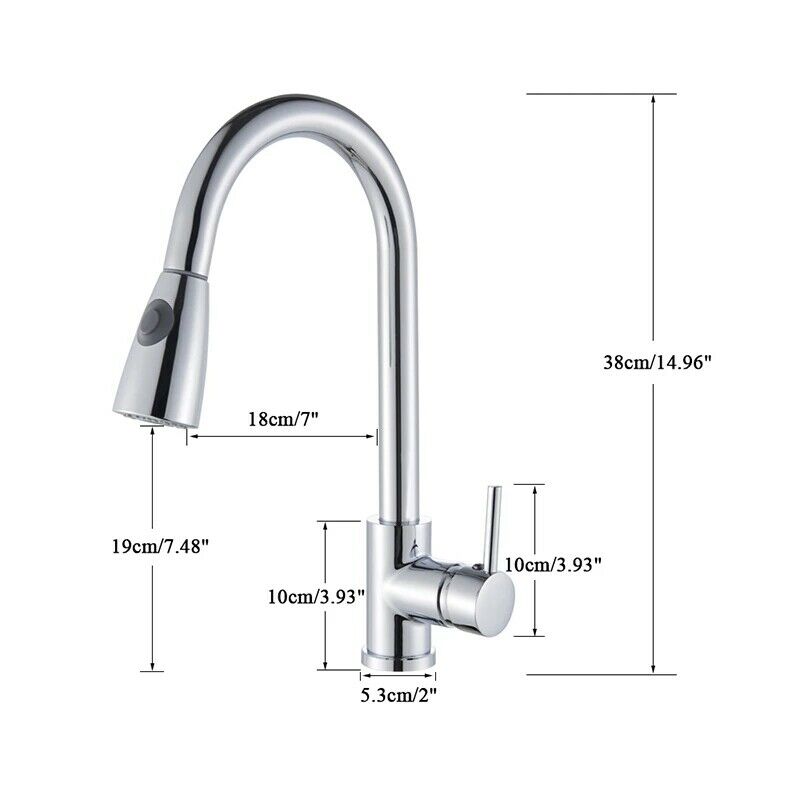 Sink Kitchen Faucet Single Handle Brushed Nickel Pull Down Sprayer with Cover - Dealjas