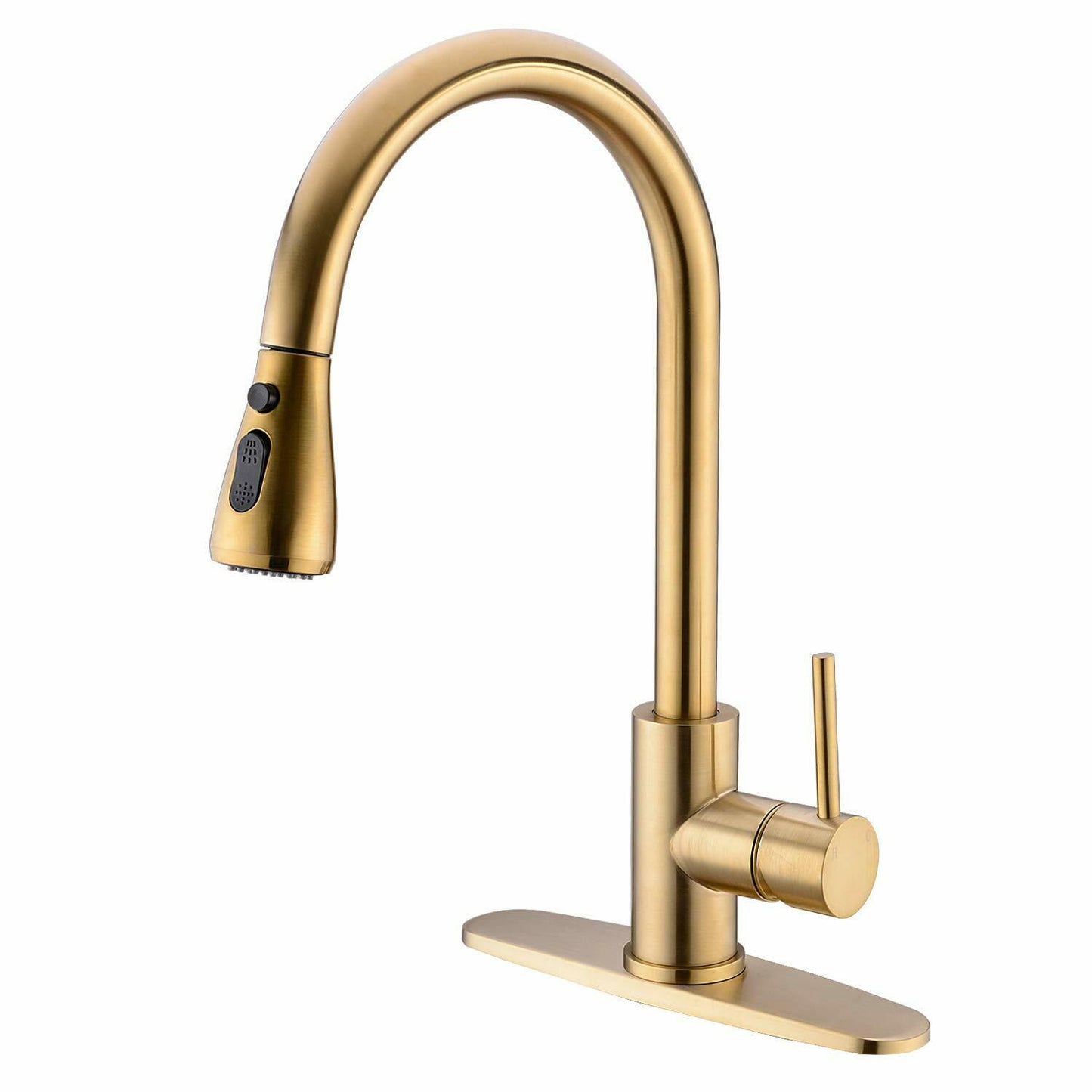 Sink Kitchen Faucet Single Handle Brushed Nickel Pull Down Sprayer with Cover - Dealjas