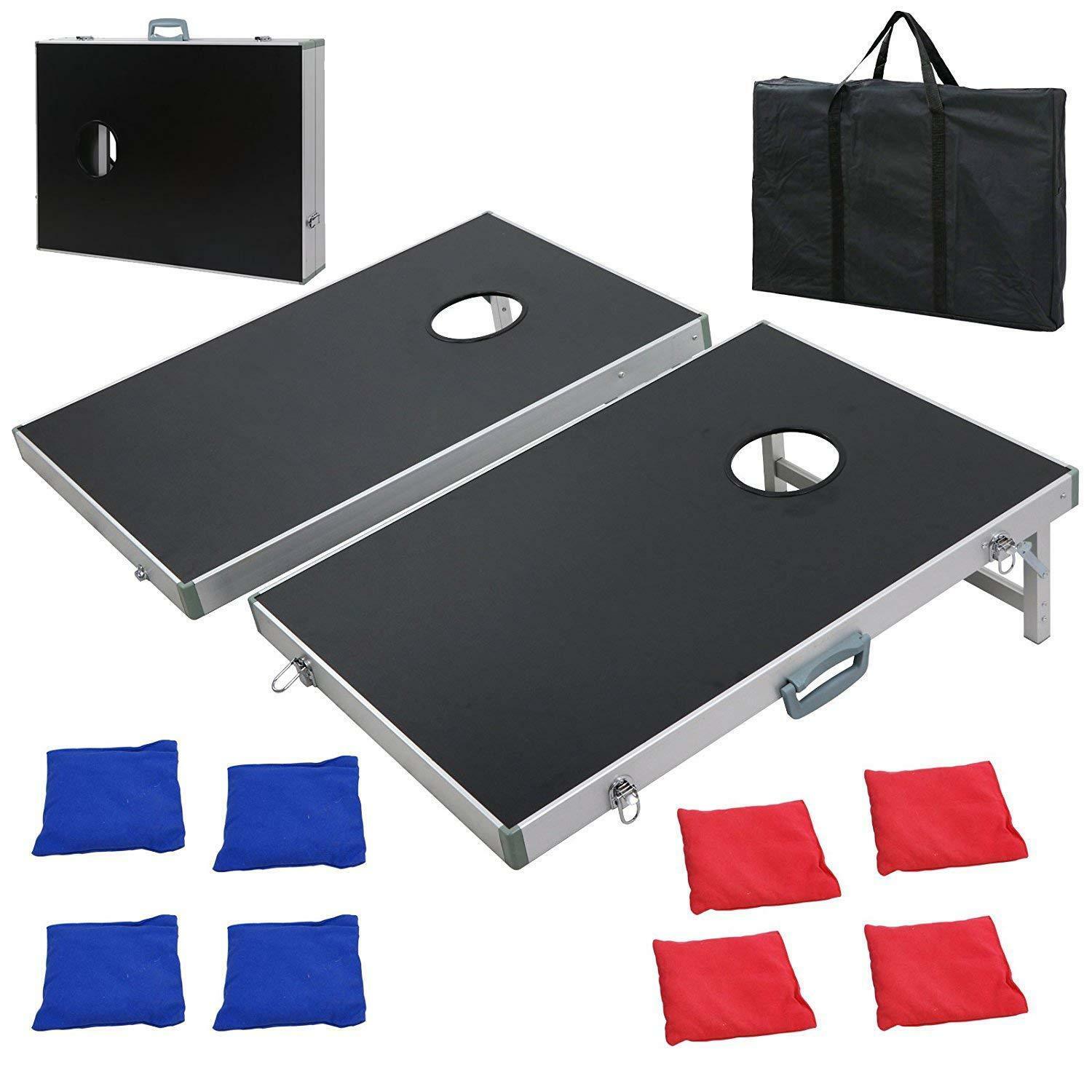 Corn Hole Bean Bag Toss Game Set Outdoor Foldable Throwing Game Boards - Dealjas