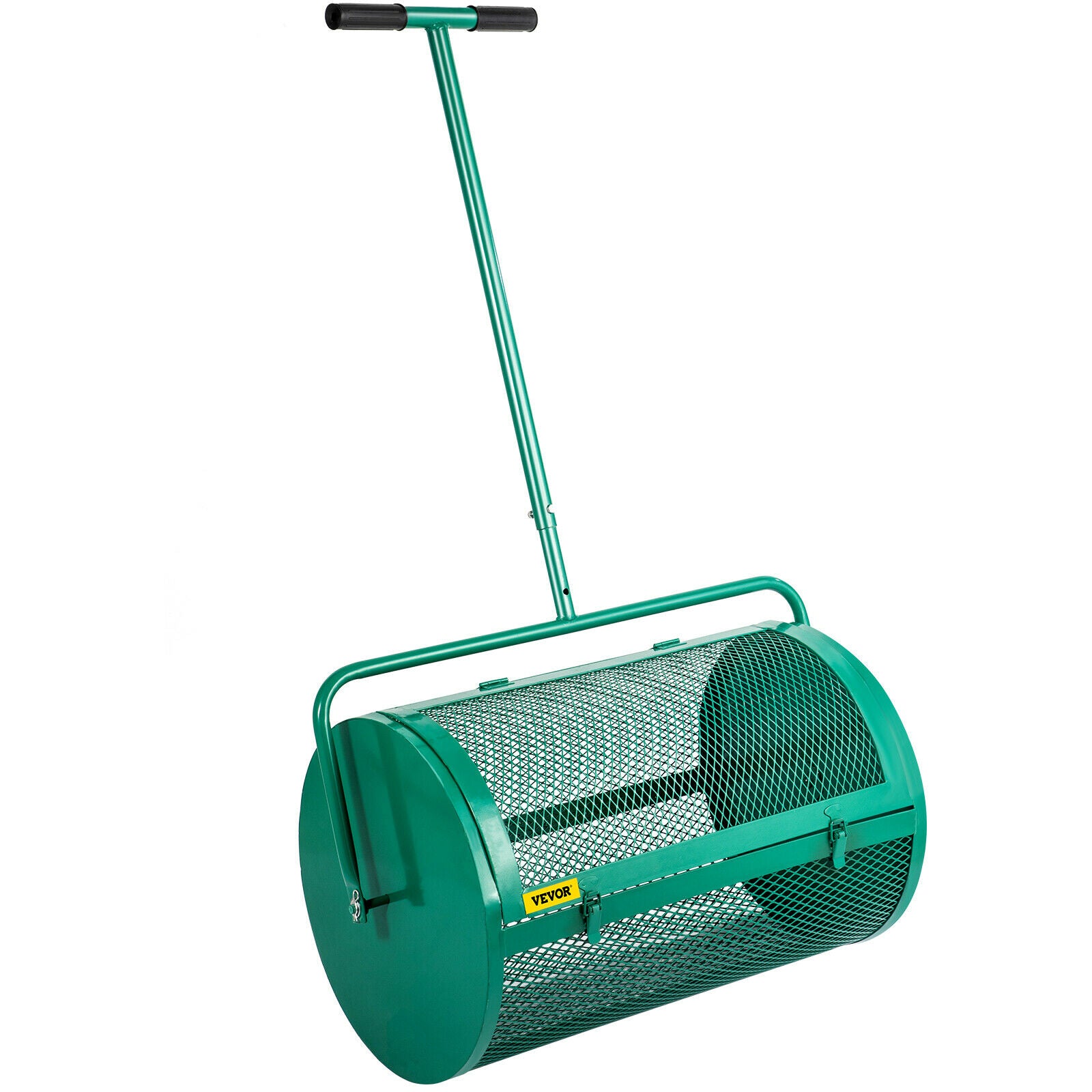 Compost Spreader Lawn Garden Peat Moss Rolling Spreader Metal Basket - Dealjas