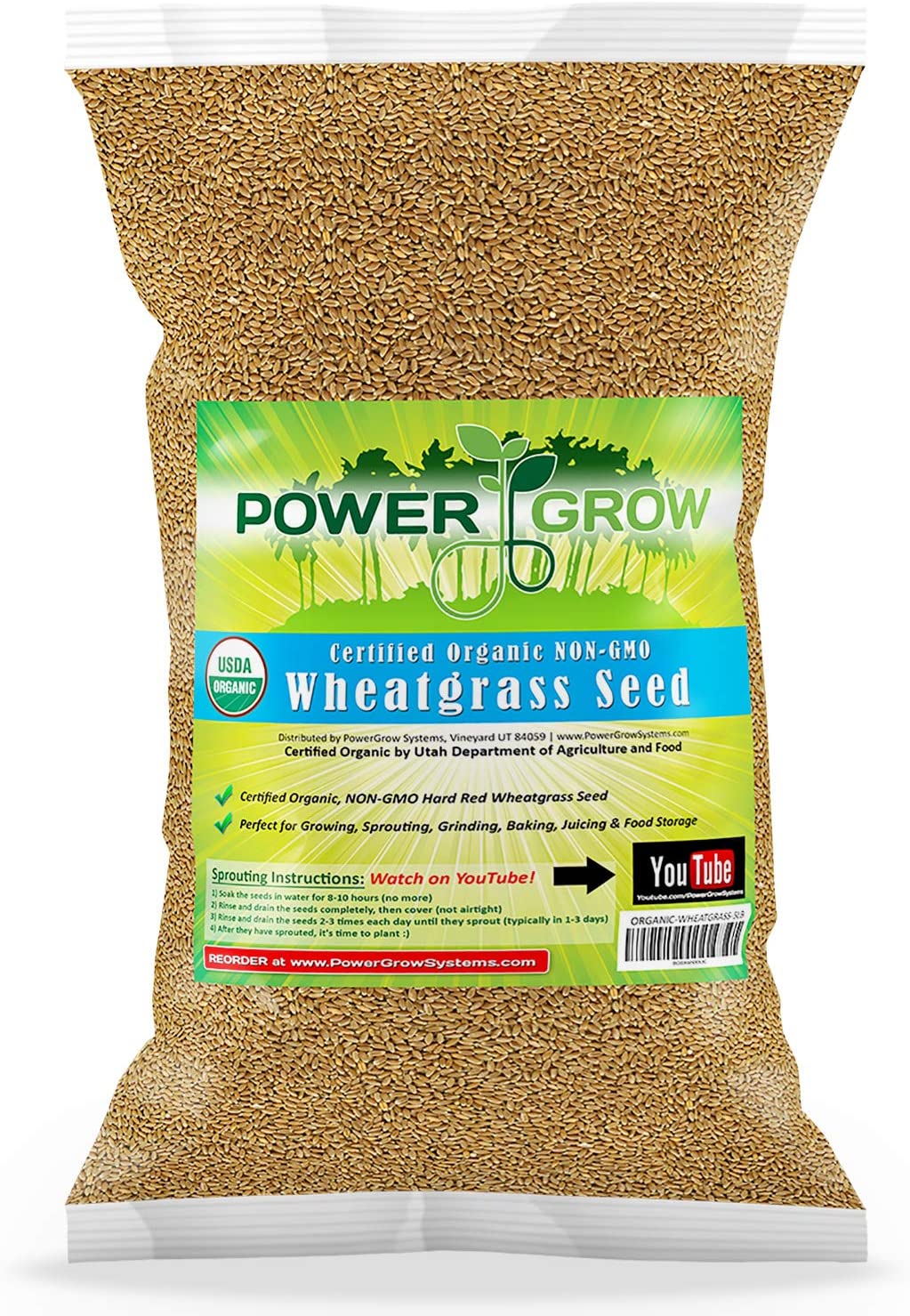 Organic Wheatgrass Seed Cat Grass Seeds Certified USDA Non-GMO Wheat - Dealjas