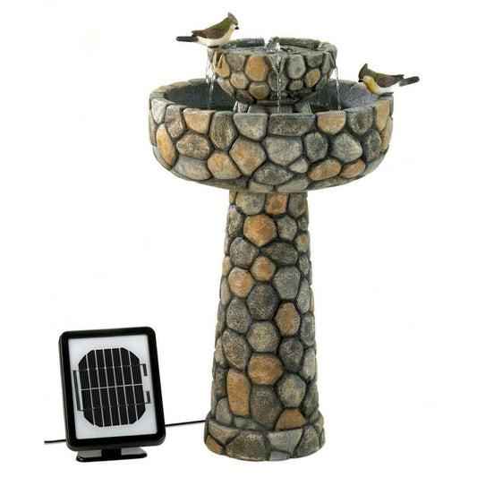 Stone Water Fountain Outdoor Waterfall Garden Solar Water Feature - Dealjas