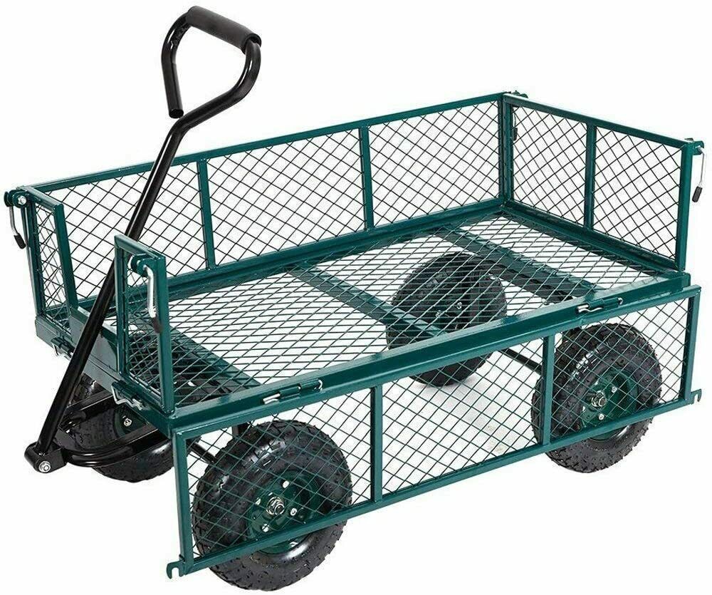 Garden Utility Cart Heavy Duty Outdoor Wagons Trailer Wheelbarrow - Dealjas