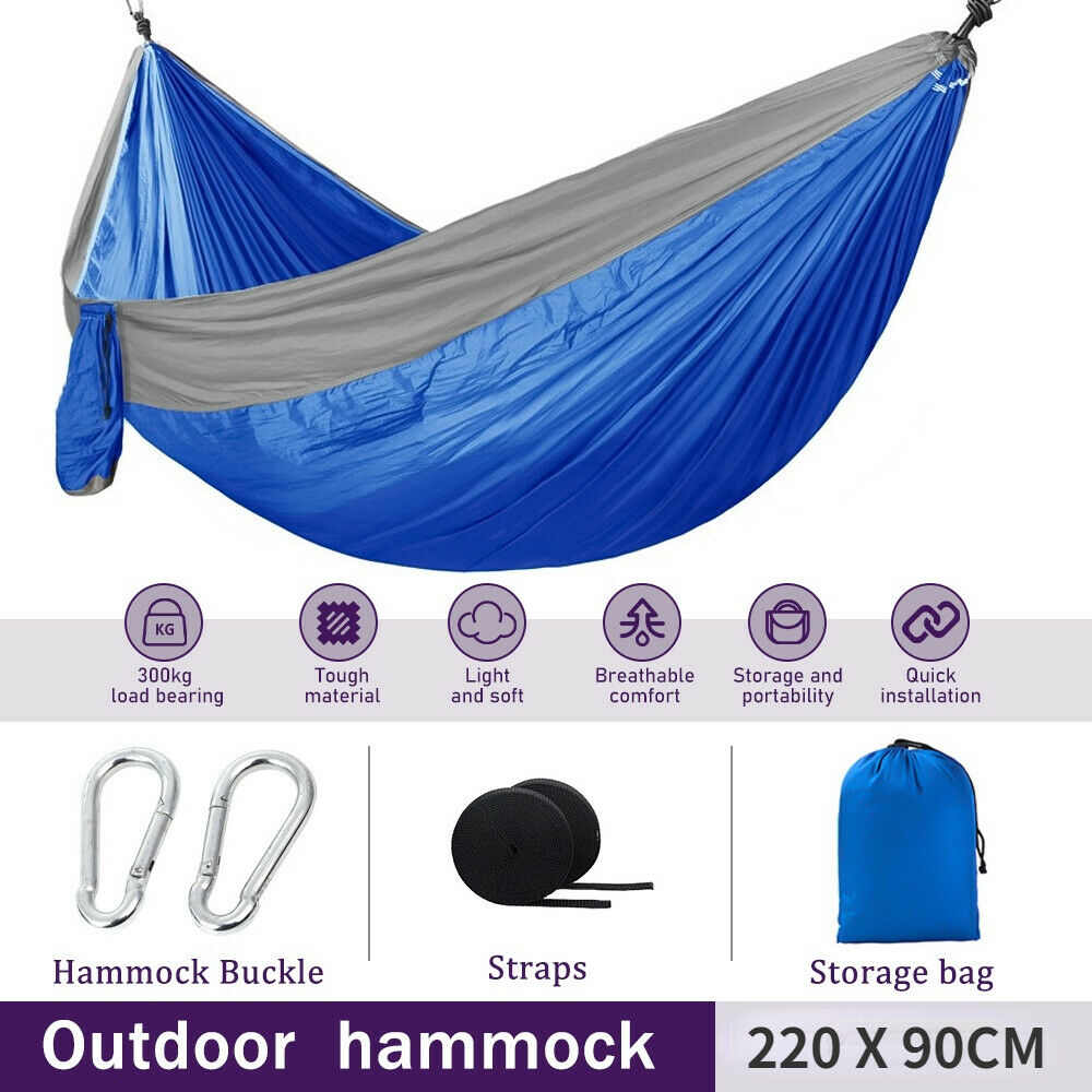 Camping Hammock Double Hanging Chair Parachute Nylon Two Person Swing - Dealjas