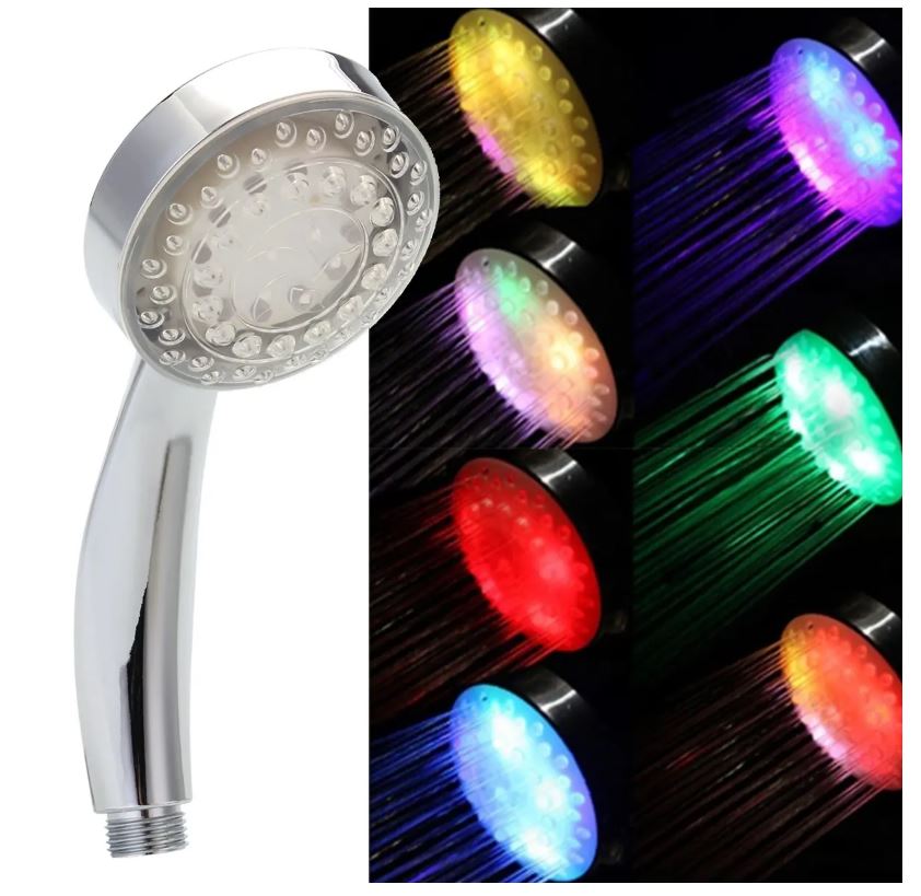 Chrome Hand Held Detachable LED Shower Head 7 Color Changing Water Glow Light - Dealjas