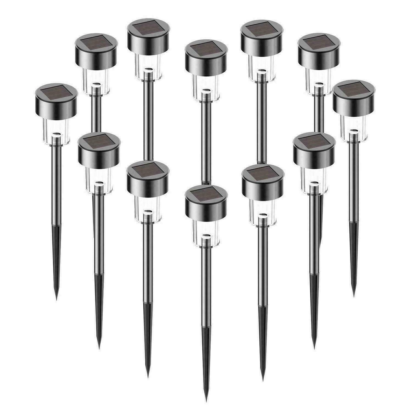 10 Pieces Solar Pathway Light Stainless Steel Outdoor LED Walkway Lamp - Dealjas