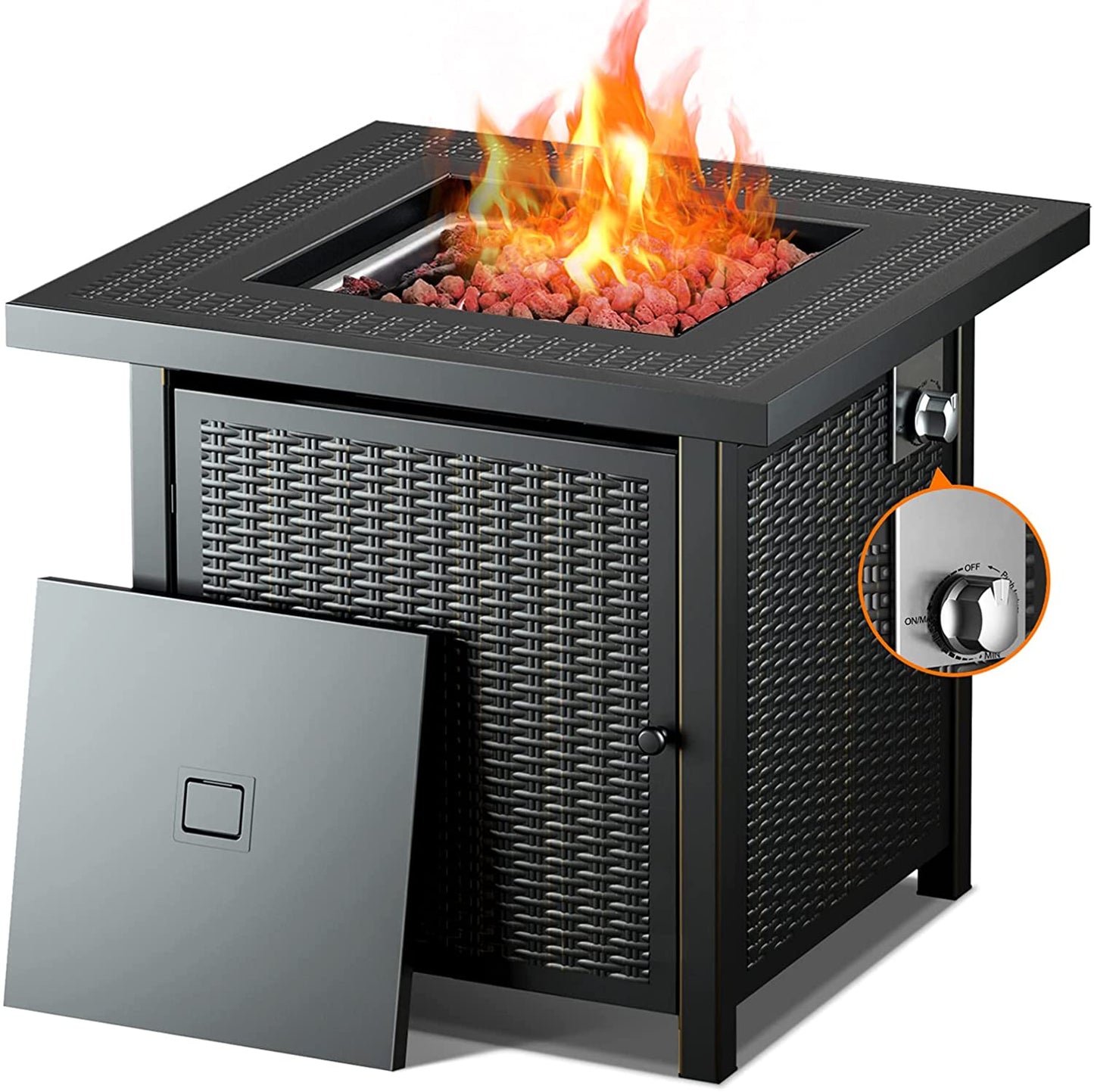 28" Propane Fire Pit Table Portable Outdoor Heating Patio Coffee Tables - Dealjas