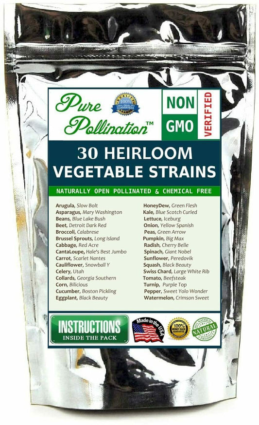 Non GMO Heirloom Vegetable Organic Plant Seeds 30 Variety Pack 11,000 - Dealjas