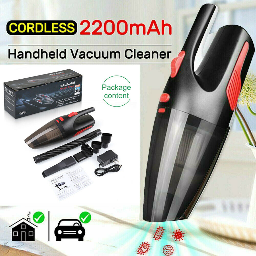 Cordless Car Vacuum Cleaner 12V 120W Auto Mini Portable Wet Dry Powerful Vac - Dealjas