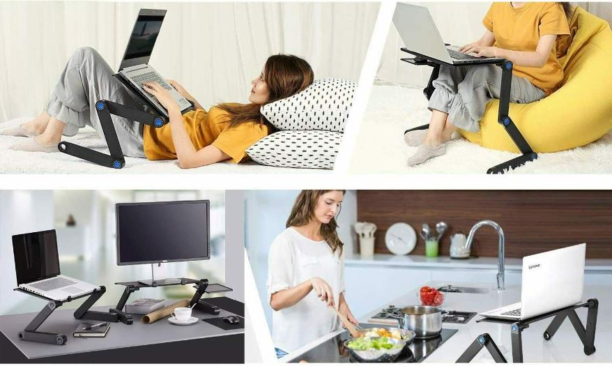 Laptop Stand for Desk Adjustable Portable Foldable Lap Standing Desk Table Bed - Dealjas