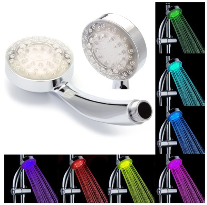 Chrome Hand Held Detachable LED Shower Head 7 Color Changing Water Glow Light - Dealjas