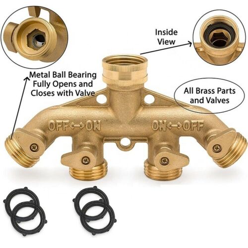 Hose Splitter Garden Faucet Manifold Valves 4 Way Hose Connector - Dealjas