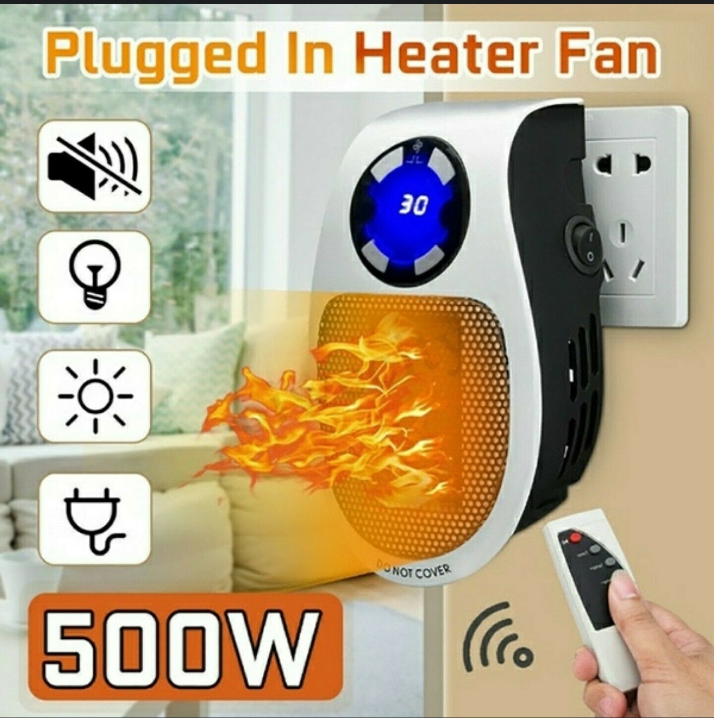 Portable Mini Electric Plug-In Wall Heater Handy Room Blower Fan Radiator - Dealjas