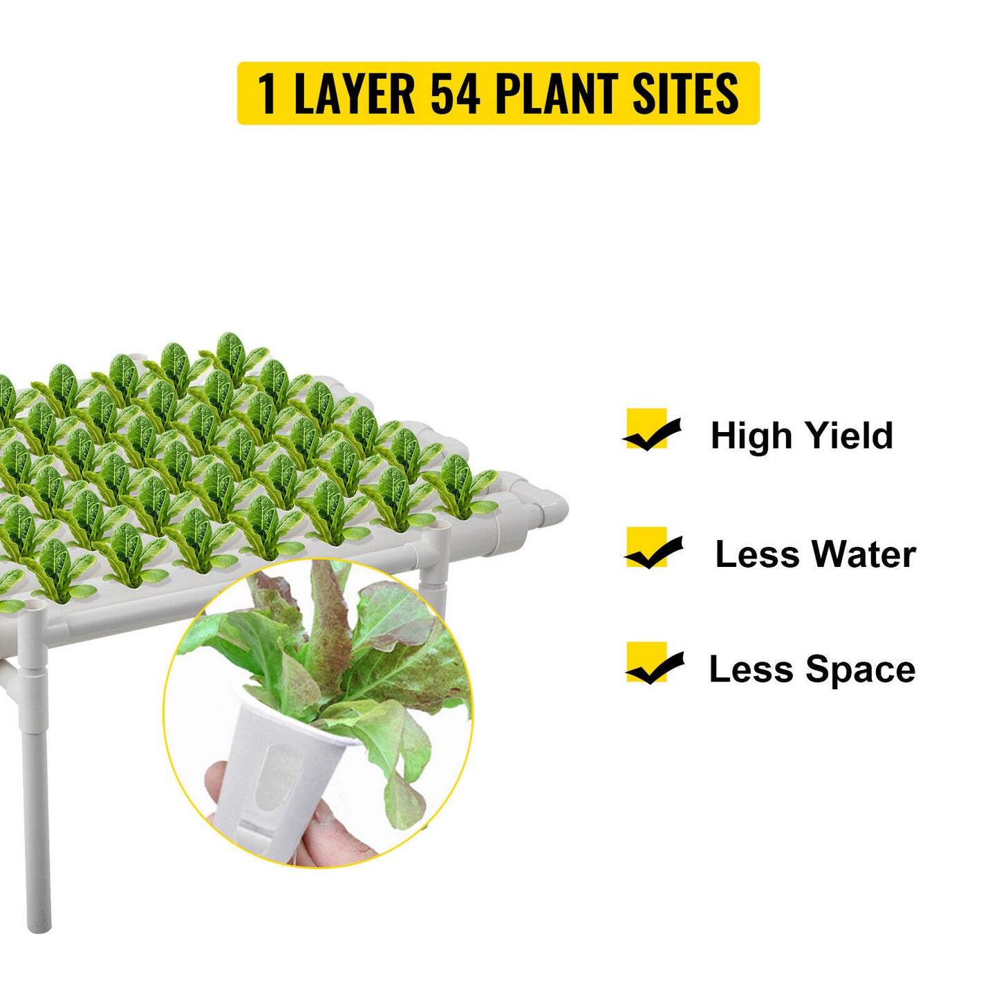 Hydroponic Grow Kit 54 Garden Plant Vegetable Sites 6 Pipes 1 Layer - Dealjas