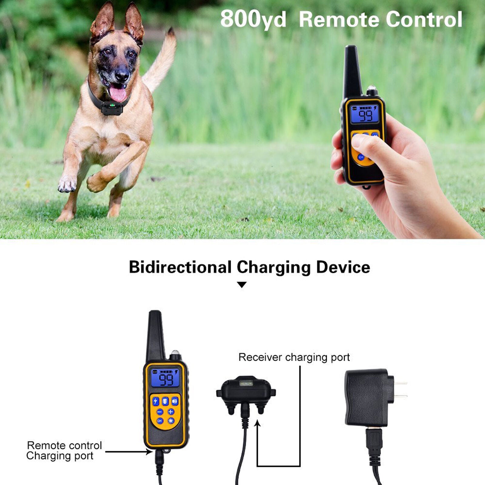 Dog Shock Collar Rechargeable with Remote Control - Waterproof 2600 FT - Dealjas