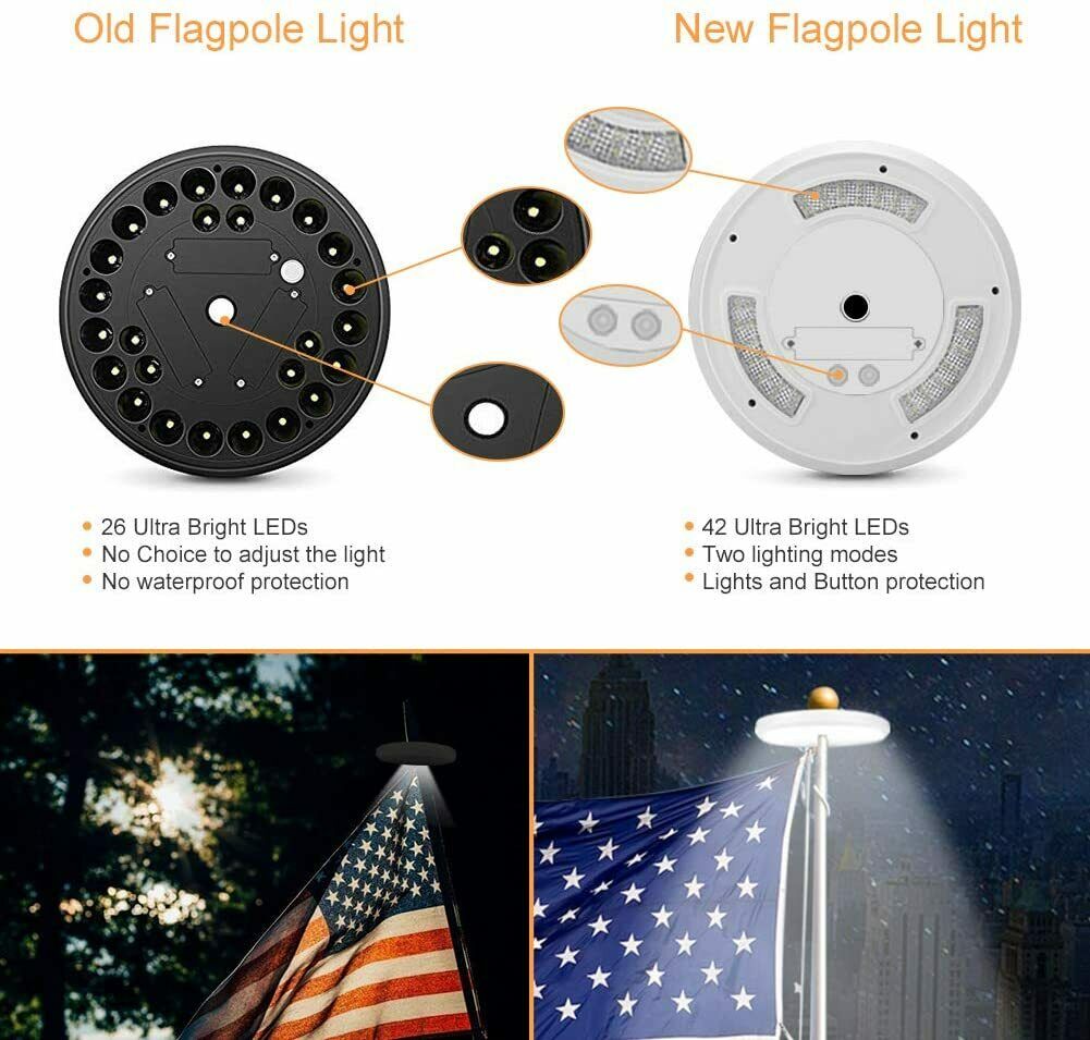 Solar Flag Pole Light Super Bright 42 LED Waterproof Night Lights - Dealjas