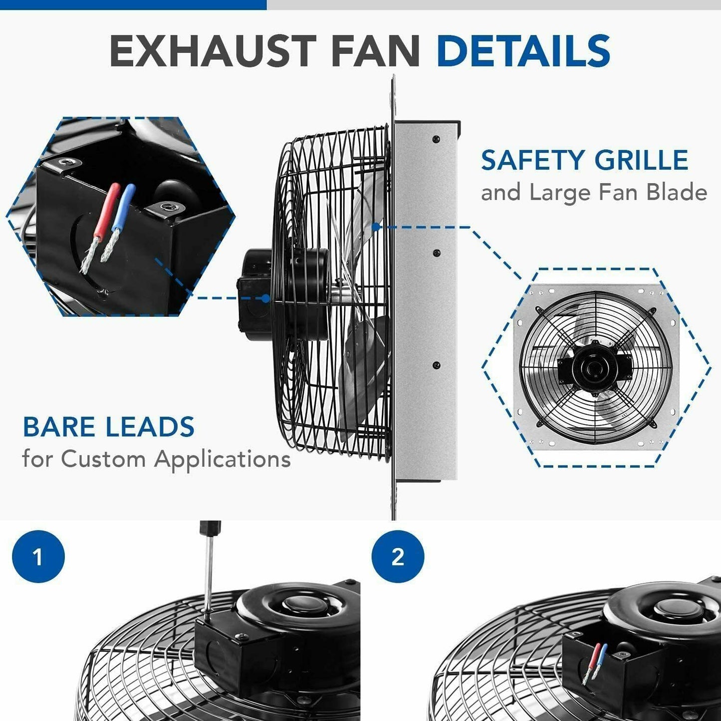 iPower Shutter Exhaust Fan with Aluminum High Speed Blades 12 Inch - Dealjas