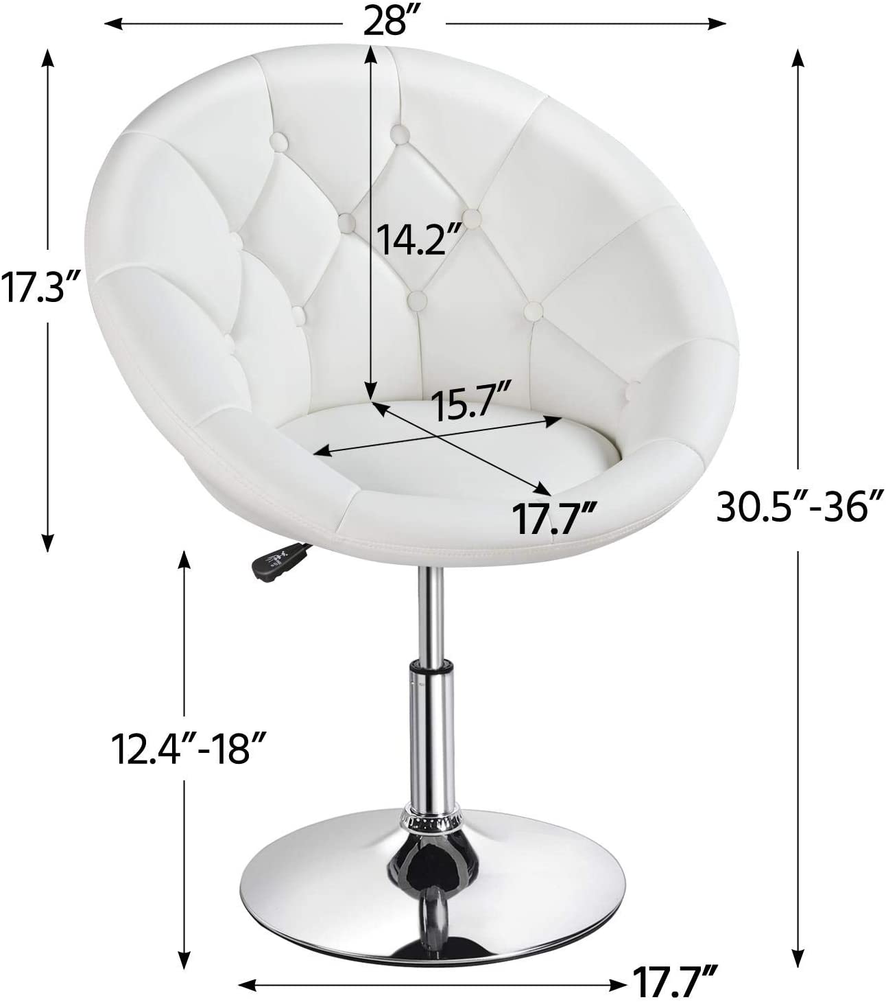 Vanity Chair Adjustable Round Back Seat Tilt Swivel Seat Barstool - Dealjas