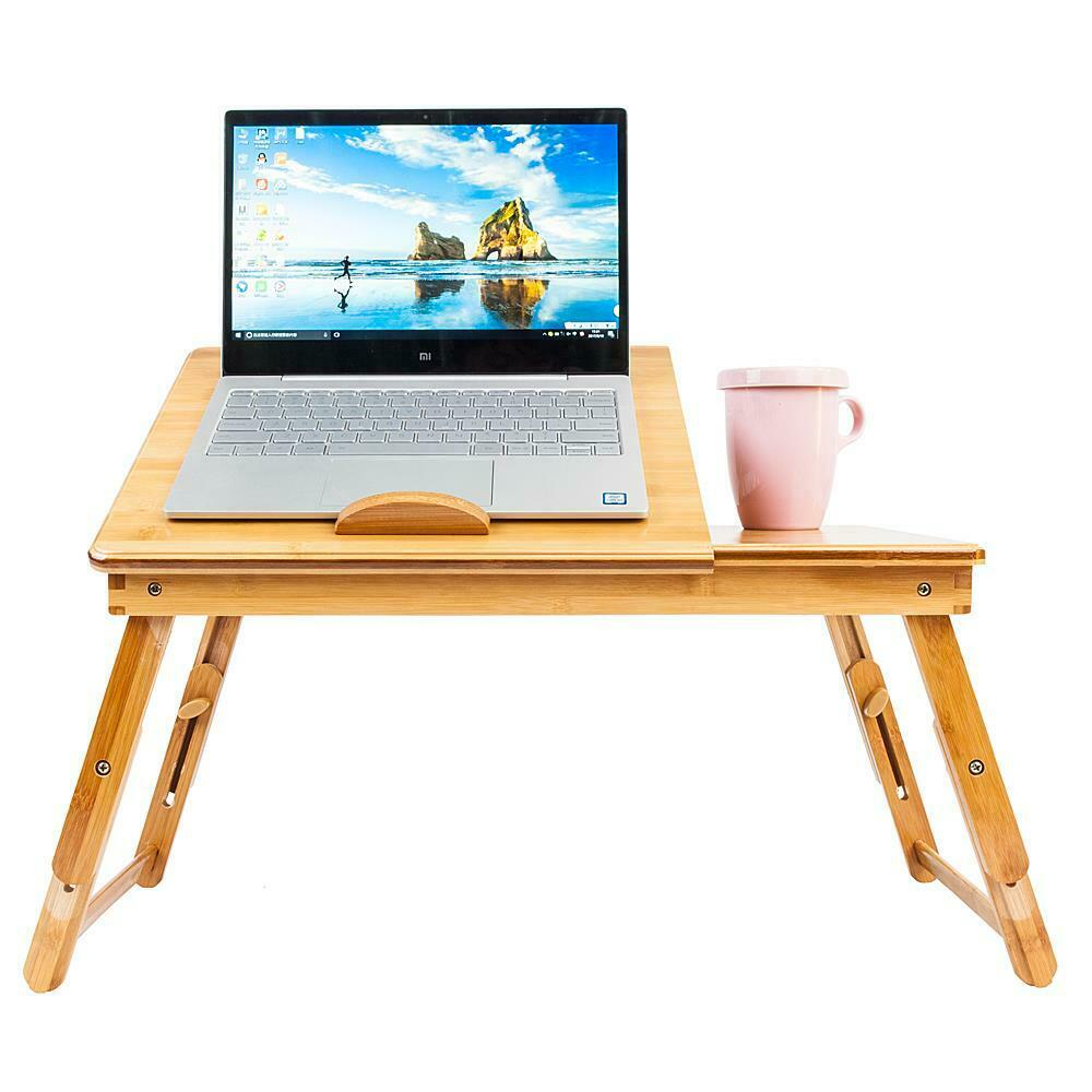 Lap Desk Portable Laptop Tray Adjustable Wooden Floor Bed Tilting Table Large - Dealjas