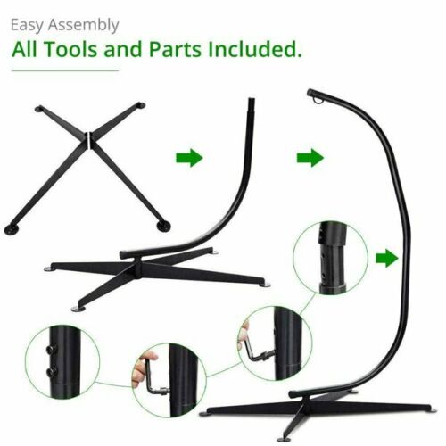 Hammock Chair Stand Outdoor Hanging Swing Seat Hammocks C-Stand - Dealjas