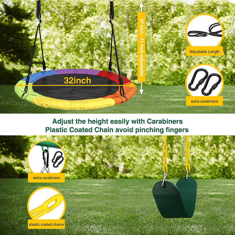 Swing Set Metal Backyard Playground Kids Outdoor Slide Play Sets - Dealjas