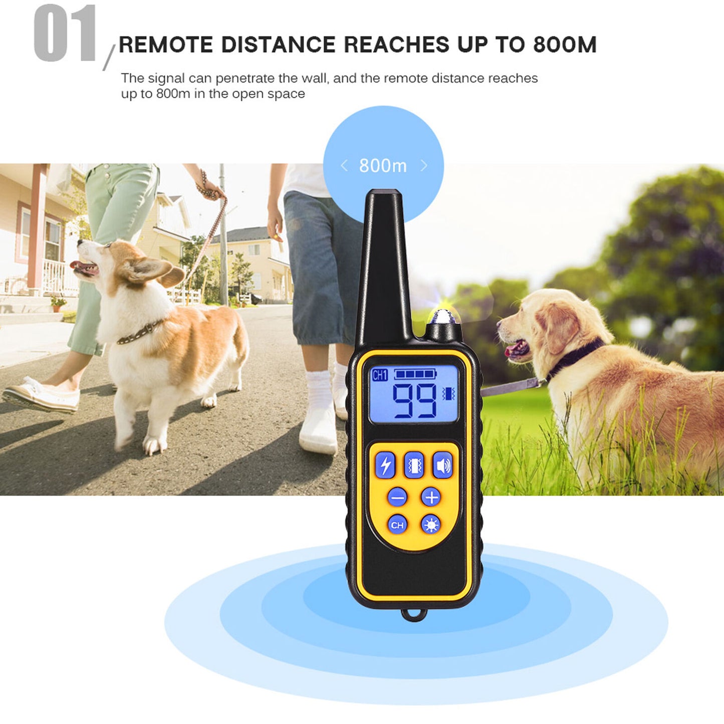 Dog Shock Collar Rechargeable with Remote Control - Waterproof 2600 FT - Dealjas